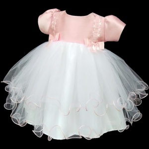 Baby Girls Pink Double Bow Tulle Dress